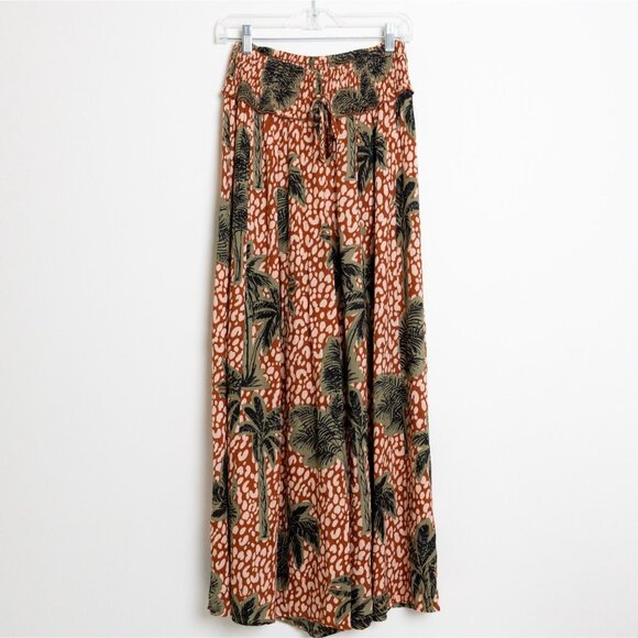 True Destinations Flare Pants Beach Coverup Wide Leg Tropical Palm Trees Small - Picture 2 of 11